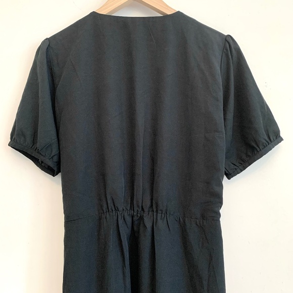 NEW Frank & Oak Short Sleeved Black Wrap Dress Size L - Picture 8 of 14